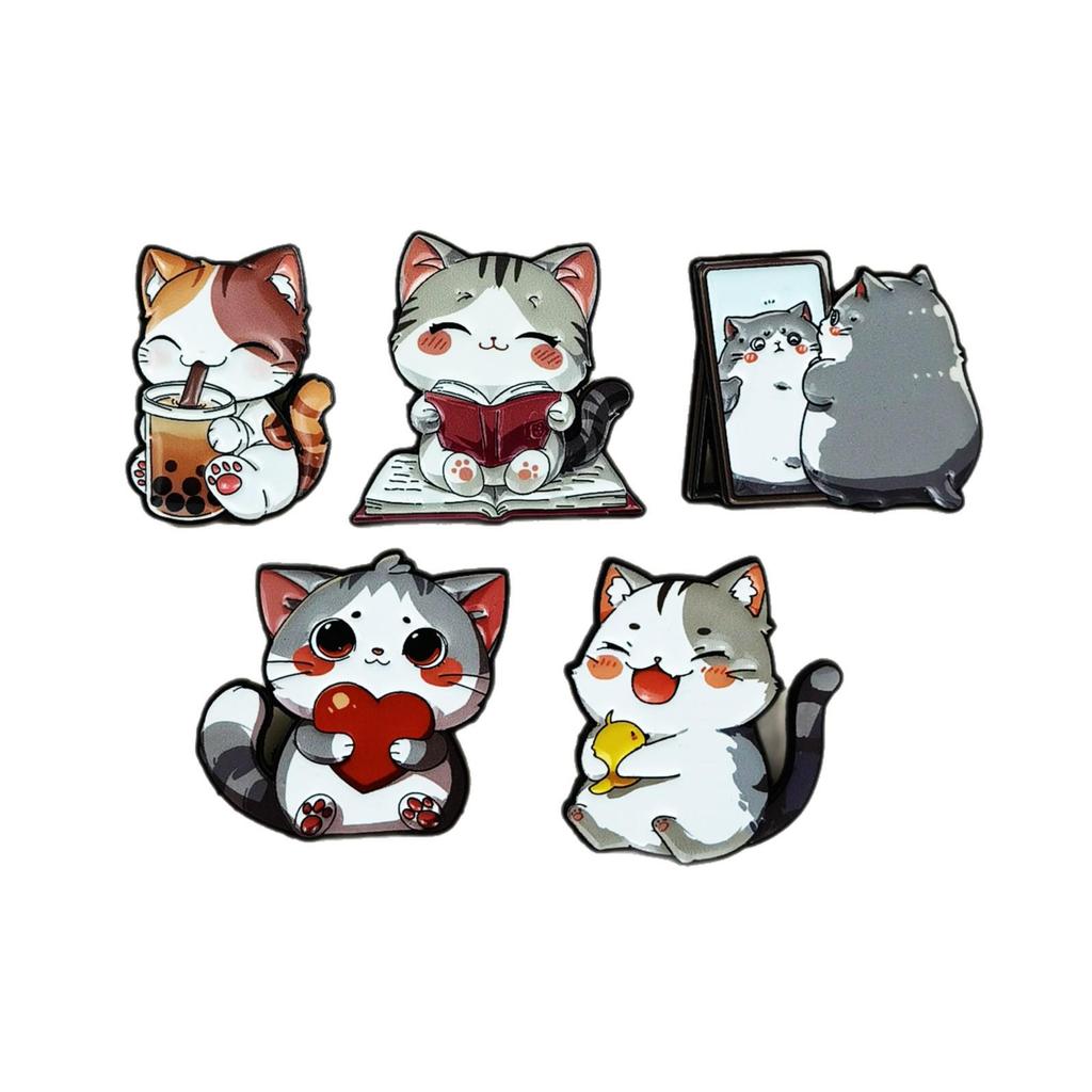 Cute Kitten Cartoon Brooch: Smiling Animal Badge for Clothing & Backpacks