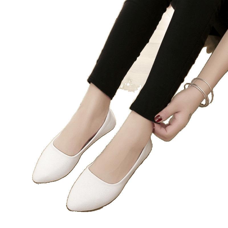 Non-slip and Wear-resistant Bottom Women's Single Shoes Soft Sole Soft Surface Mother Shoes Wedge Heel Work Shoes Flat Bottom Round Head Shallow Mout