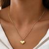 Gold Stainless Steel Cross Necklace - Light Luxury High-End Collarbone Chain with Gold Heart.