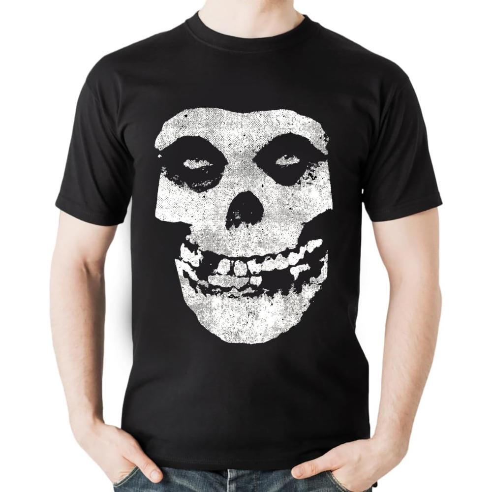 Misfits Shirt Distressed Skull Logo Graphic Printing for Youth Man Vintage Tee Shirt Women Fit Classic Short Sleeve Black