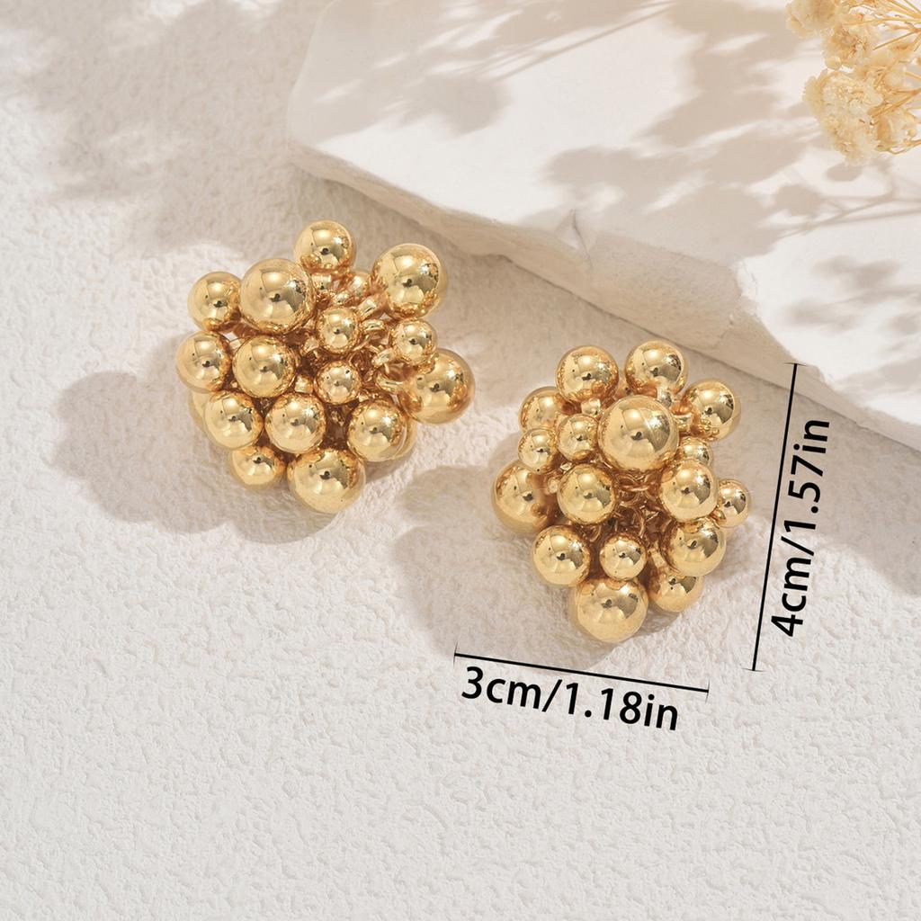 2025 New Geometric Women's Earrings Versatile Small Fragrant Wind Round Ball Design Earrings Premium CCB Earrings Women