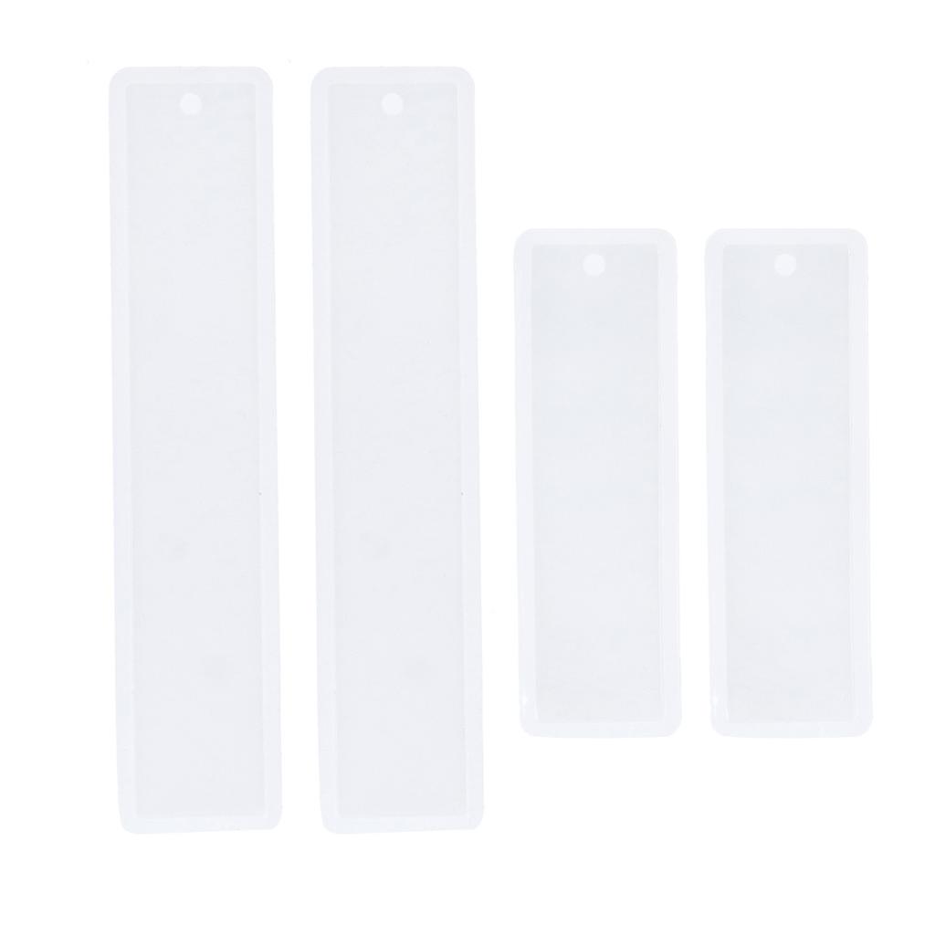 4Pcs Bookmark Mold Blank DIY Silicone Epoxy Pendant Jewelry Mirror Surface Craft White