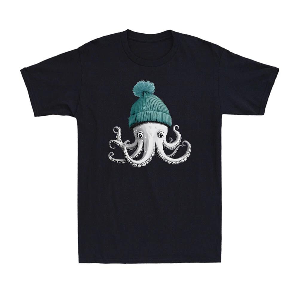 A Cute Baby Octopus in a Hat Scuba Diving Diver Deep Sea Diving Men s T-Shirt 2XL