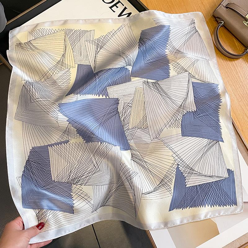 100% Pure Silk Scarf Women Neck Hair Band Foulard Square Small Headband  Fashion Print Neckerchief Scarves Bandana 53*53cm