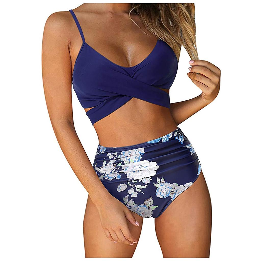 Women's Striped Printing Padded Push Up 2 Piece Bikini Sets Swimsuits Beachweart