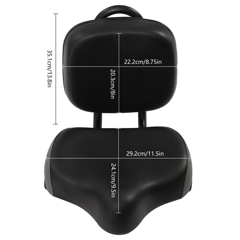 Bike Saddle with Backrest Replacement Soft Back Rest PU Cushion for Mountain Bike Tricycle Commuter Bike