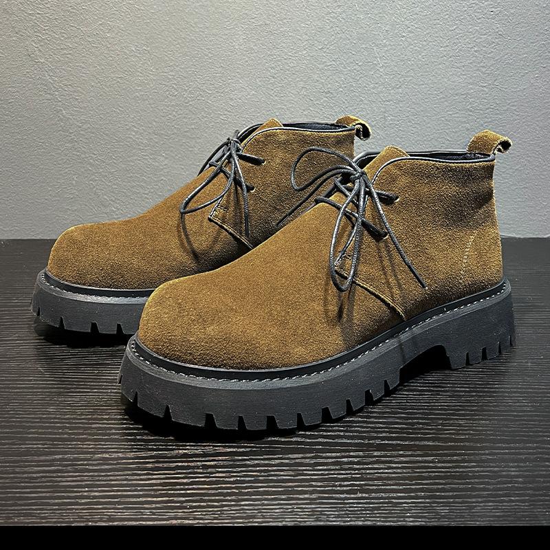 2024 medium top men's boots anti-velvet leather Martin boots men's trend high top velvet leather boots 43348-A