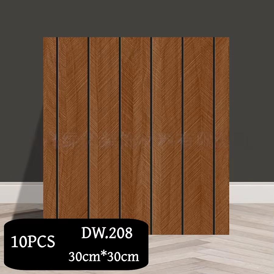 10 Stück Schäl- und Klebe-Holzlatten-Wandpaneele Dekorative Wandpaneele Selbstklebende Lamellen Akustisch Texturiertes Panel Schalldicht