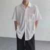 Retro Japanese Hollow Short-Sleeve Men's Casual Summer Shirt