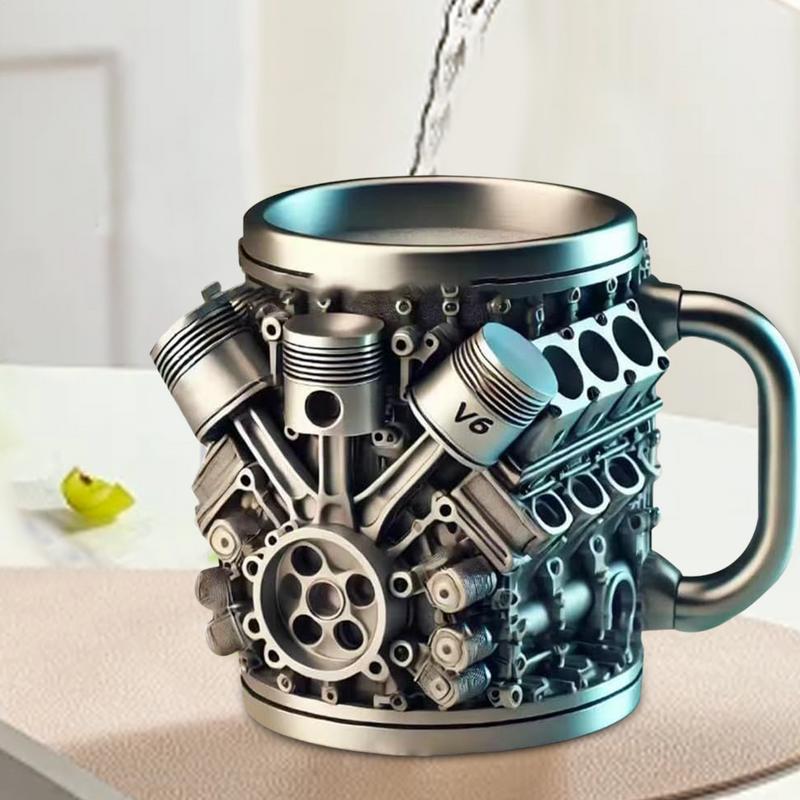 V6/V8 Engines Stainless Steel Cup Beer Mug Creative Coffee Cups For Home Offices, Juice Container Drinkware Mug