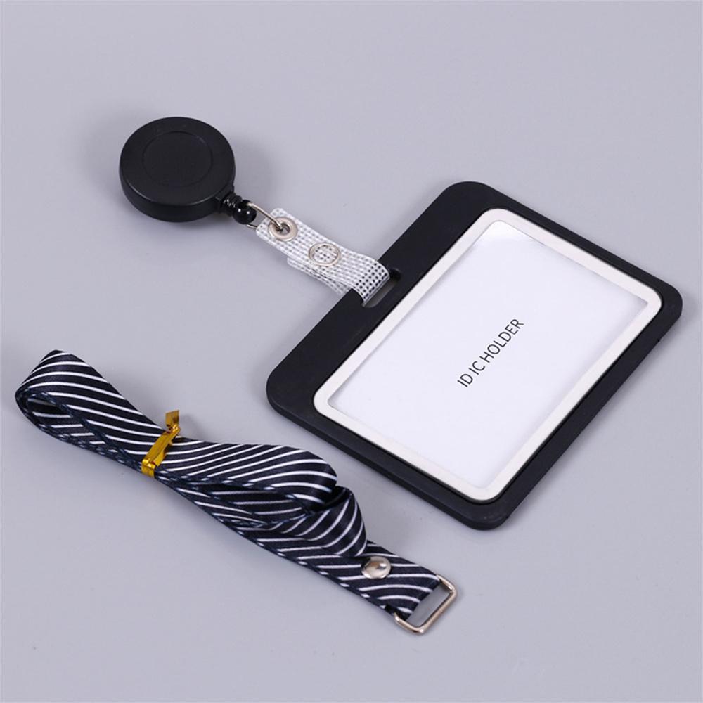 

ID Card Holder Compact Badge Holder Retractable Lanyard Frosted Card Sleeve For Conferences Office Business
