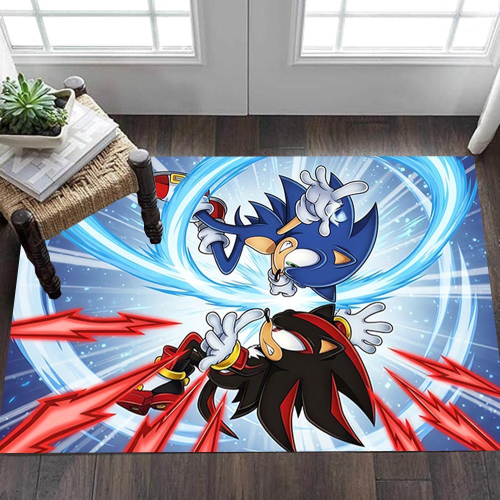Sonic The Hedgehog Art Print Decoration,Carpet,Living Room,Bedroom, Non-slip,Square rug