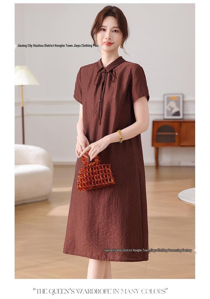 Elegant Summer Lapel Dress for Middle-Aged and Senior Women 2026