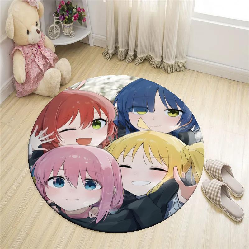 Customizable BOCCHI THE ROCK Round Non-Slip Carpet - Ideal for Garden, Picnic, Office, Perfect for Decoration, Suitable For All Seasons