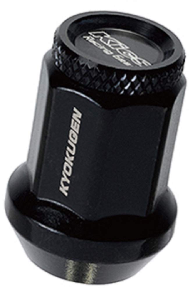 KYO-EI (Kyoei Industry) Extreme Through Nuts with Aluminum Caps, M12 X P1.25, 16mm, Black, Pack of 16, HP36KK