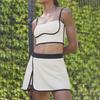 Women's Color Block Strap Skirt & Shorts Set – High Waist, Slimming Yoga Outfit with Contrast Design