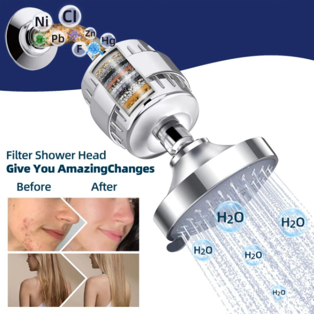 Adjustable Nozzle Shower Head Filter Reduce Skin Dryness Hard Water Filter  Water Purification