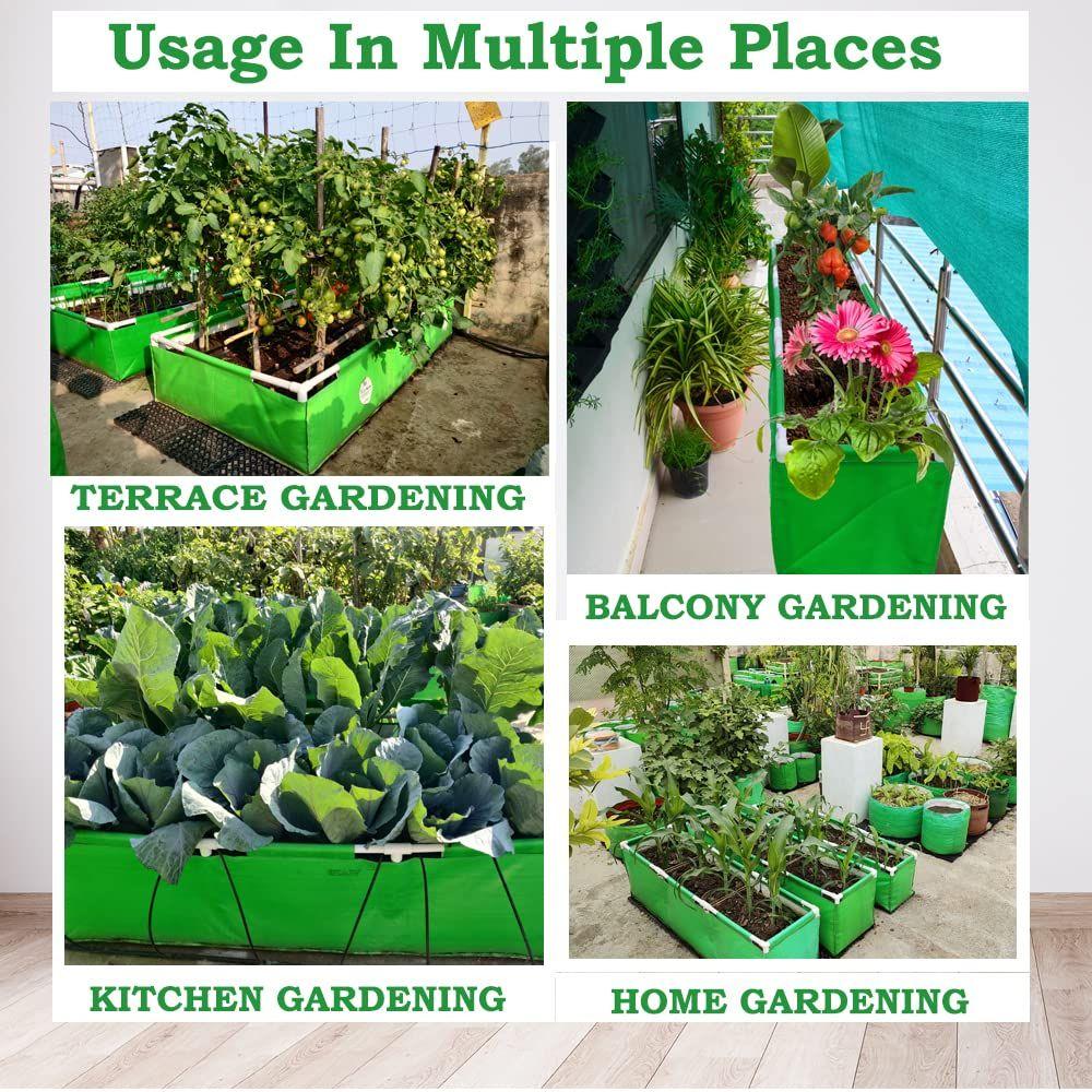 Rectangle Grow Bag with Supporting PVC Pipes for Home & Terrace Garden | Premium HDPE 350 GSM Raised Bed Plant Bag Planter (Pack of 1)