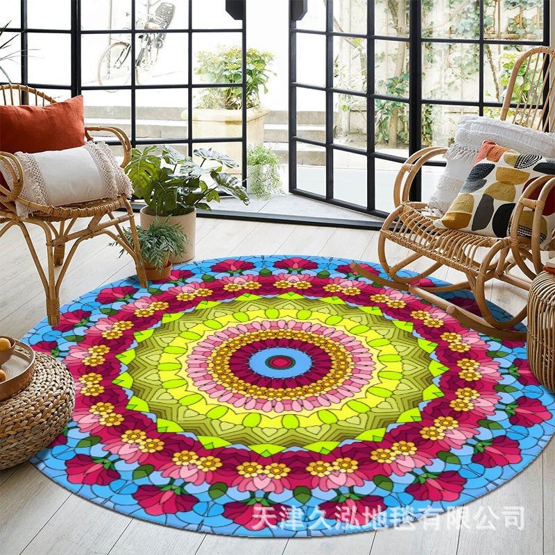Wohnzimmer Runder Teppich Böhmischer Ethno-Stil Schlafzimmer Balkon Hängekorb Teppich