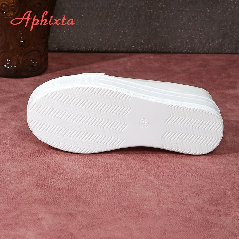 Fashion Aphixta White Wedge Heels Slippers Bling Crystal Design New Woman Shoes Mulers Platform Sandals Peep Toe Slides Plus Size 42