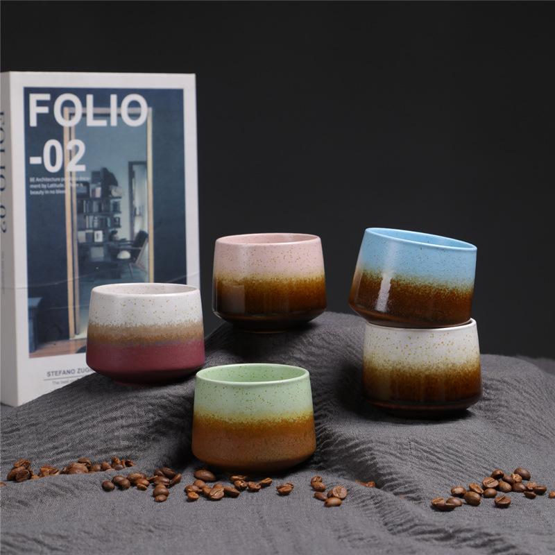 200ml Gradient Ceramic Coffee Cup - Espresso Cup + Latte Cup + Milk Mug, Heat-Resistant Matte Glaze Teacup for Cafes & Home Use