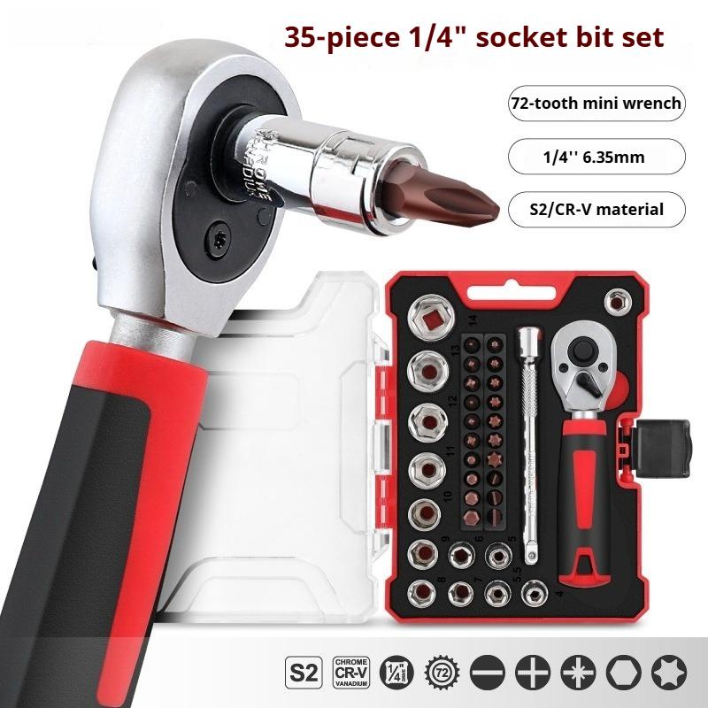 35pcs Mini Socket Wrench Flat Cross Hex Plum Blossom Quick Ratchet Screwdriver Set