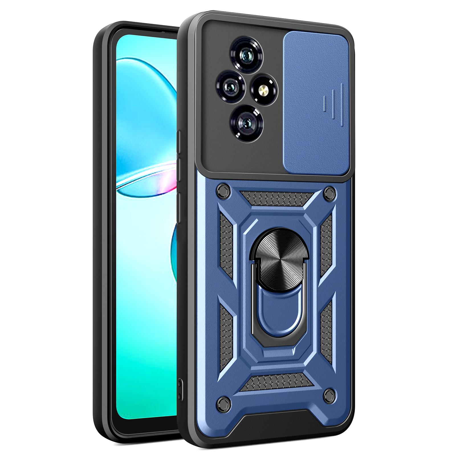 

For Honor 200 5G Case Kickstand PC+TPU Phone Cover with Slide Camera Lid Blue
