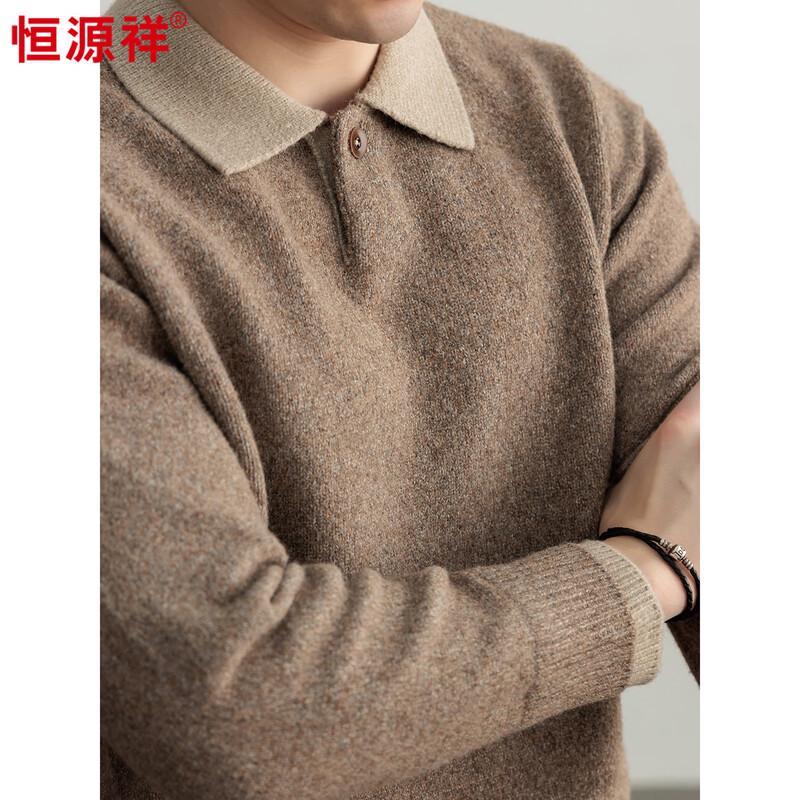 Hengyuanxiang Men's Solid Polo Neck Knit Sweater