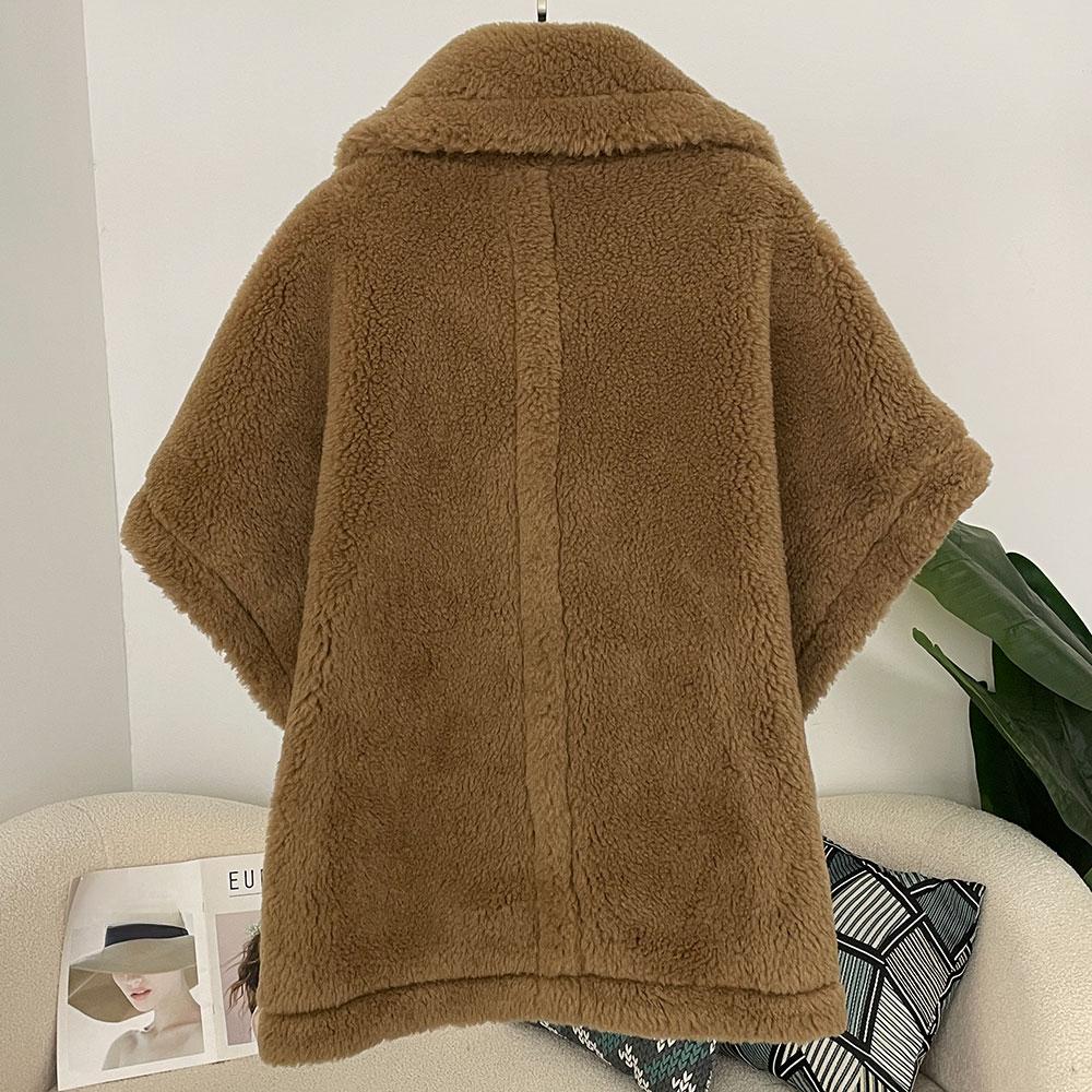 OFTBUY Winter Women Vest Jacket Real Lamb Cashmere Wool Fur with Belt Coat Turn-down Jacket Warm Plush Thick Pocket Elegant Casual