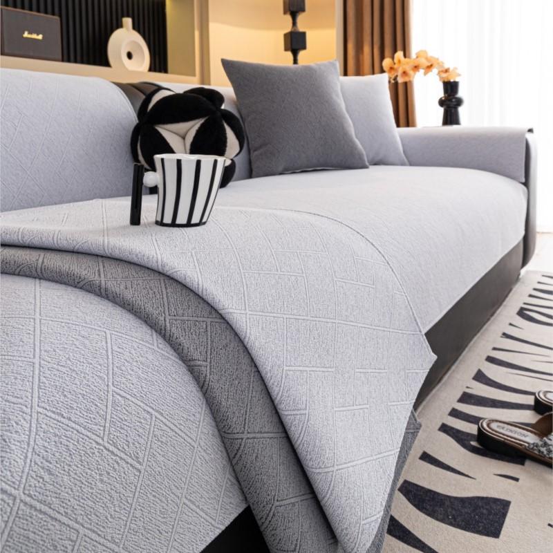 Simple Style Sofa Cushion Cover Non-Slip Summer Solid Color Sofa Protector Soft Anti-Skid Living Room Sofa Mats