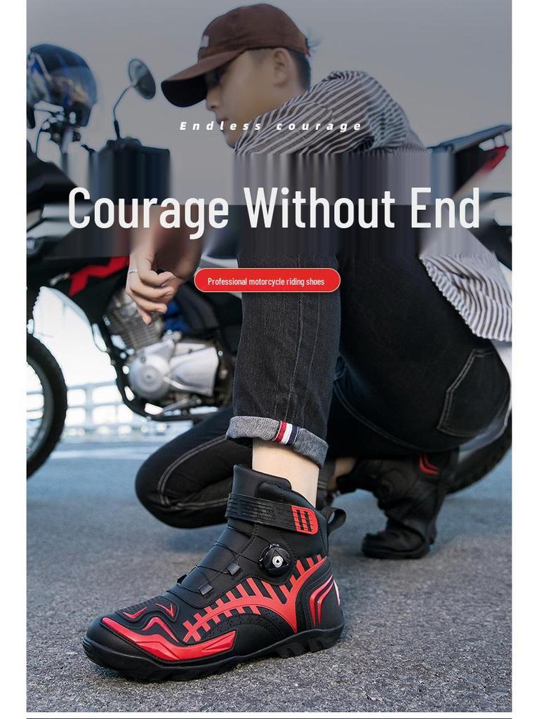 Stivali da Moto da Uomo per Tutte le Stagioni - Scarpe alla Caviglia per Fuoristrada e Corse