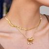Youthway Fashion White Rhinestone Pendant Necklace For Ladies  Gold Color Plated Stainless Steel Round Jewelry Accessory