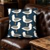Küstenseemöwen-Print Kissenbezug Marineblau Niedliches Vogelmuster Kissenhülle Für Nautische Strandhaus-Dekoration Sofa