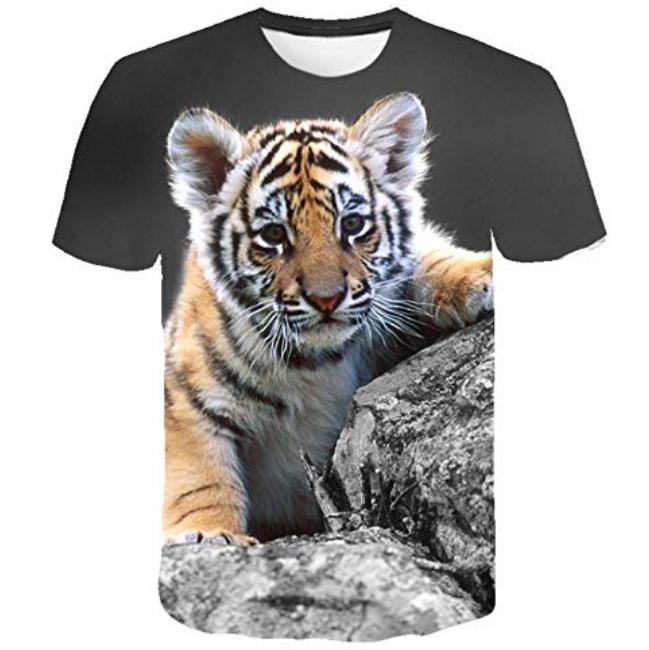 

Летняя серия «Тигр Лев Животные» Мужская футболка с коротким рукавом и 3D цифровой печатью, с круглым вырезом 6XL