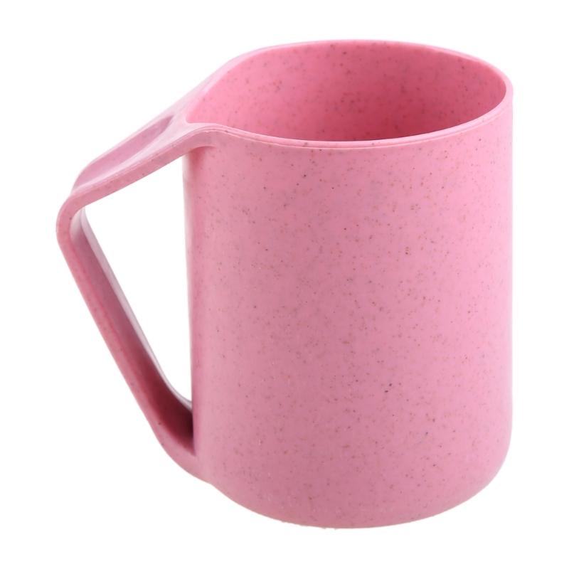 F63A Wheat Straw Plastic Coffee Cups Mug with Handles Dishwasher Microwave Safe Unbreakable Lightweight Eco-friendly BPA