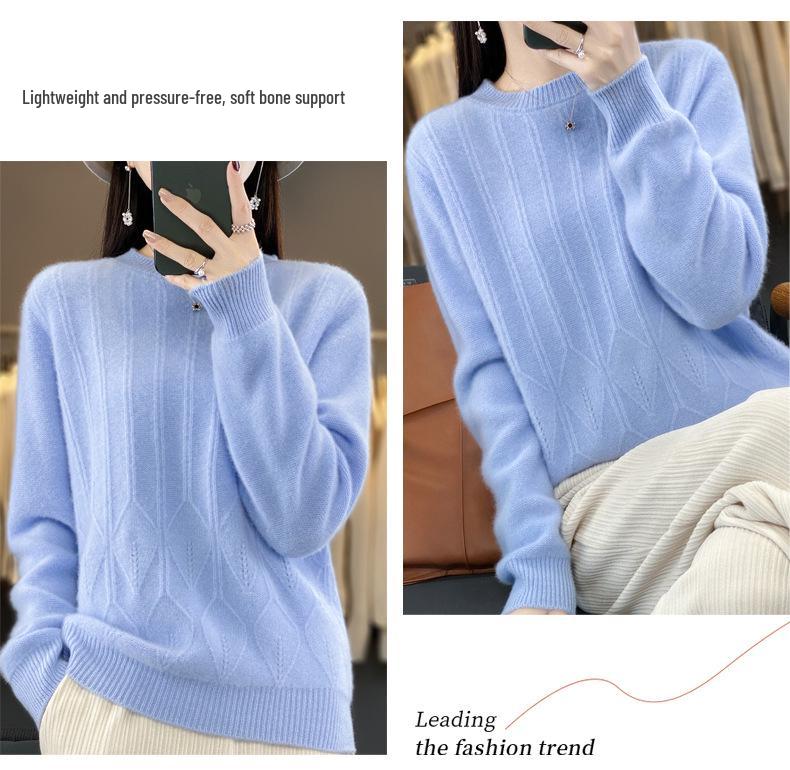 Women's Luxury Soft Wool Pullover Sweater – Round Neck, Solid Color, Loose Fit