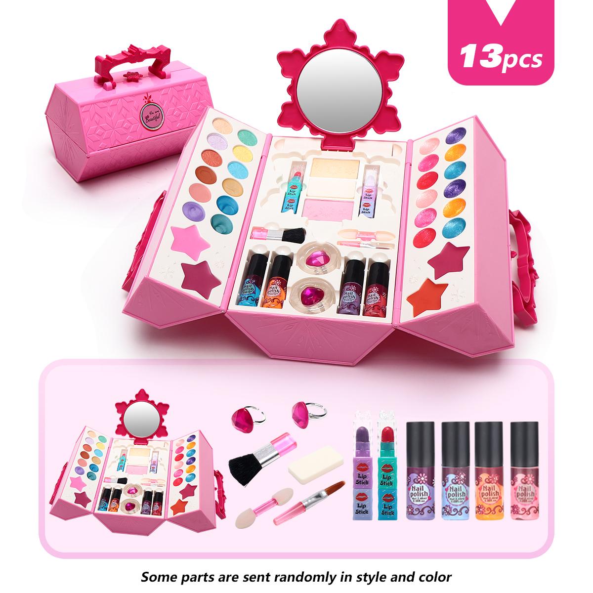 

Детский водорастворимый набор для макияжа Безопасный, нетоксичный, смываемый, насыщенные тени для век, блеск для губ, семейная игрушка