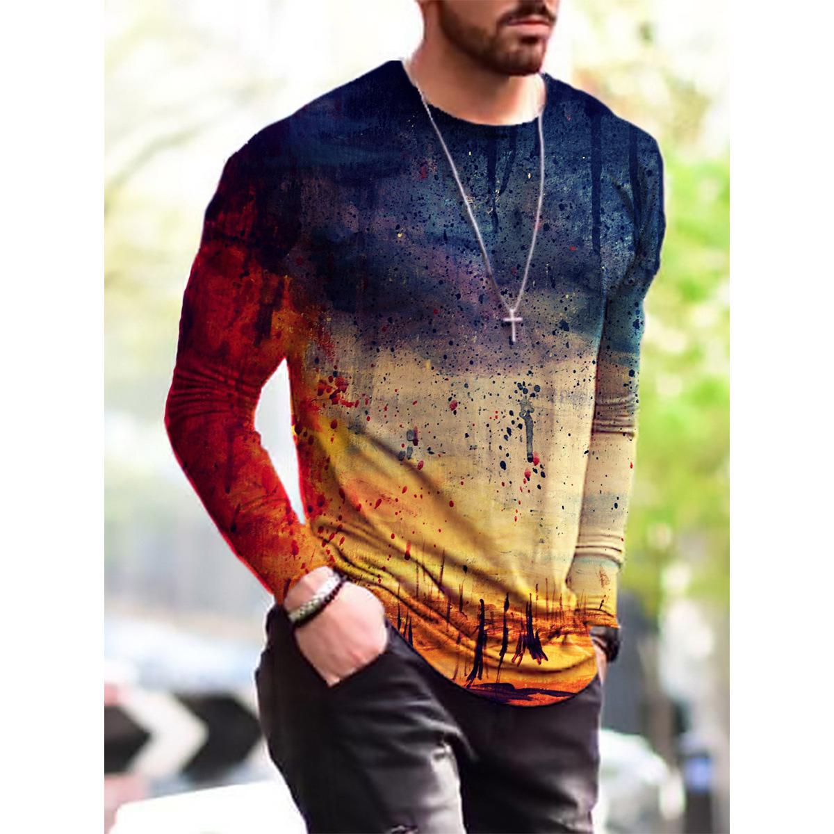 

женская футболка с круглым вырезом, длинным рукавом и 3D-принтом 5XL