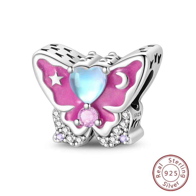 Springtime Copper Sparkling Zircon Colorful Butterfly Charms Beads Fit Pendants Bracelets Diy Birthday Jewelry Gift