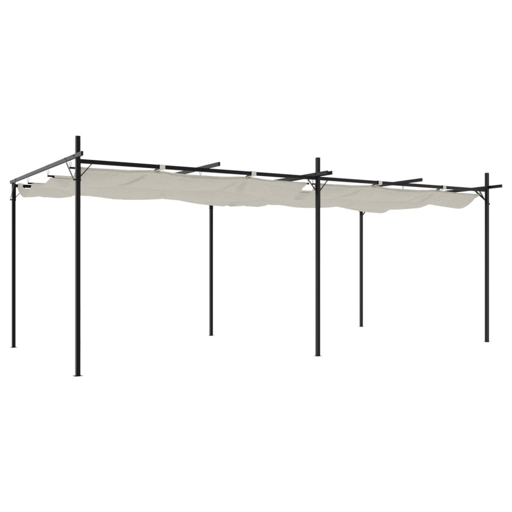 Pergola with Sliding Roof Cream 589 X 292 X 230 Cm