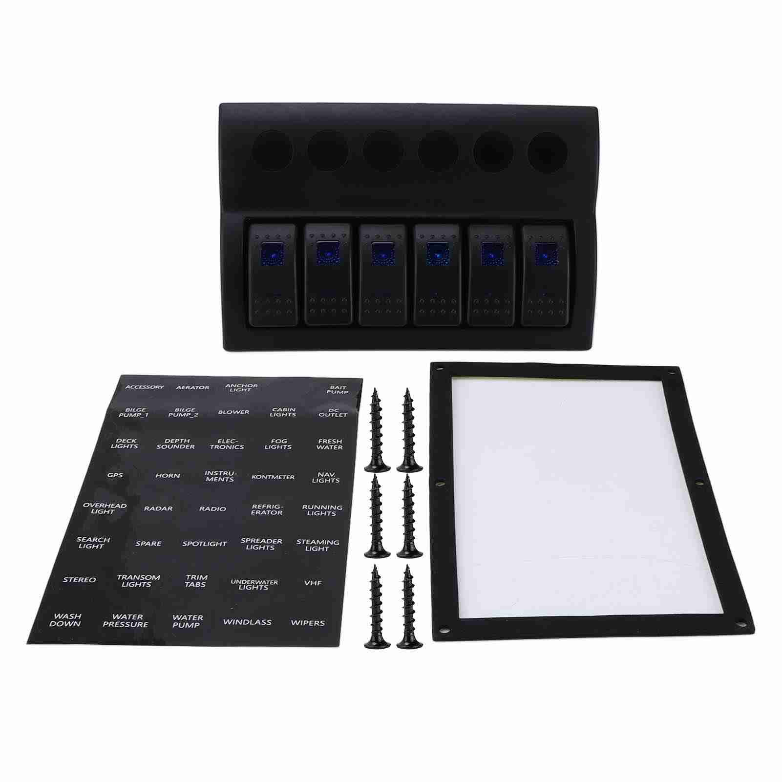 

6 Gang Rocker Switch Panel LED IP65 Waterproof for 1224V Cars Buses Trucks Boats SUV