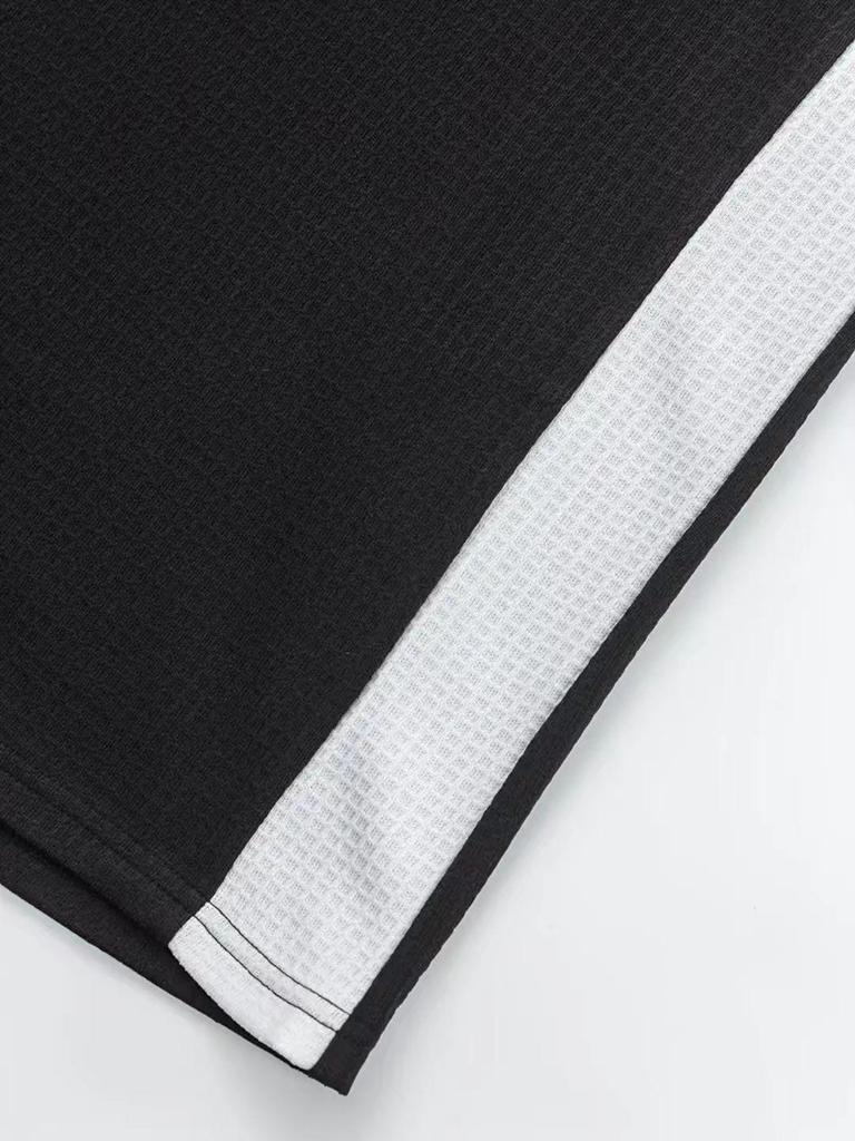 Men's European & American Style V-Neck Waffle Top - Breathable Autumn Casual Wear with Hot Buckle