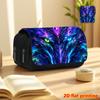Moonlit Mechanical Monster Printed Double-Layer Flip-Top Black Pencil Case - Back-To-School Essential Pencil Box, Daily Multifunctional Makeup Bag, La