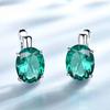 925 Sterling Silver Earrings Oval Emerald Sky Blue Nano  Gemstone Clip Earrings for Women Wedding  Fine Jewelry Gift Wholesale