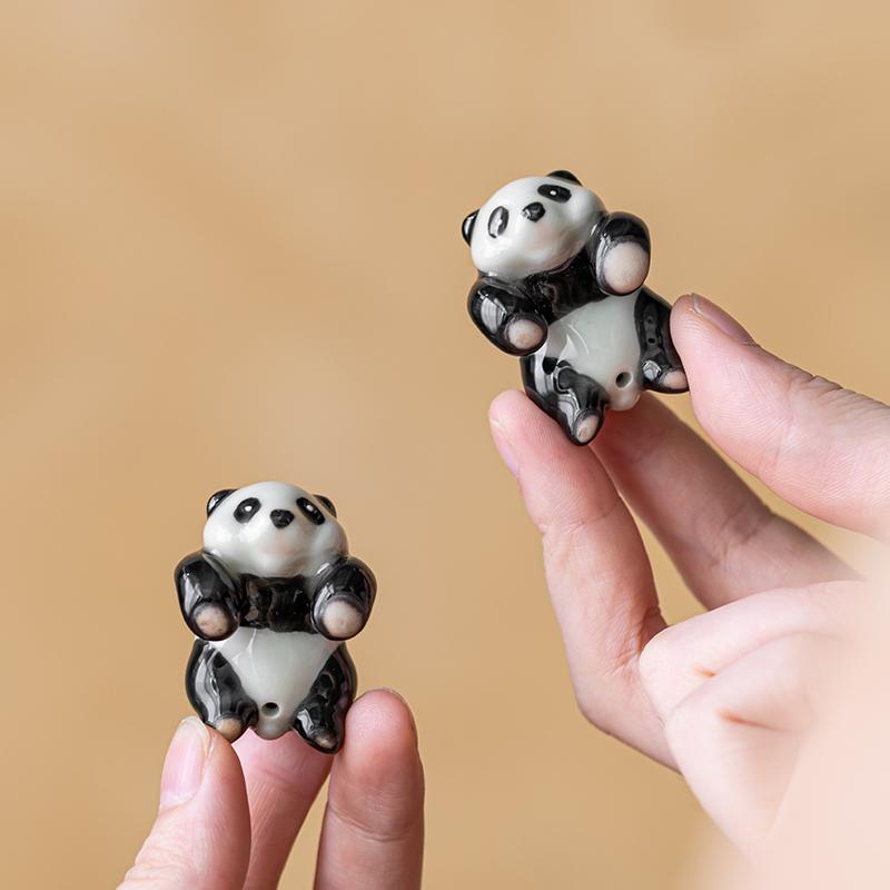 Kreativer Keramik-Panda-Tee-Anhänger im chinesischen Stil, Meistertassen-Deckel, Schüsseldekoration, niedliche Ornamentabdeckung, Zubehör