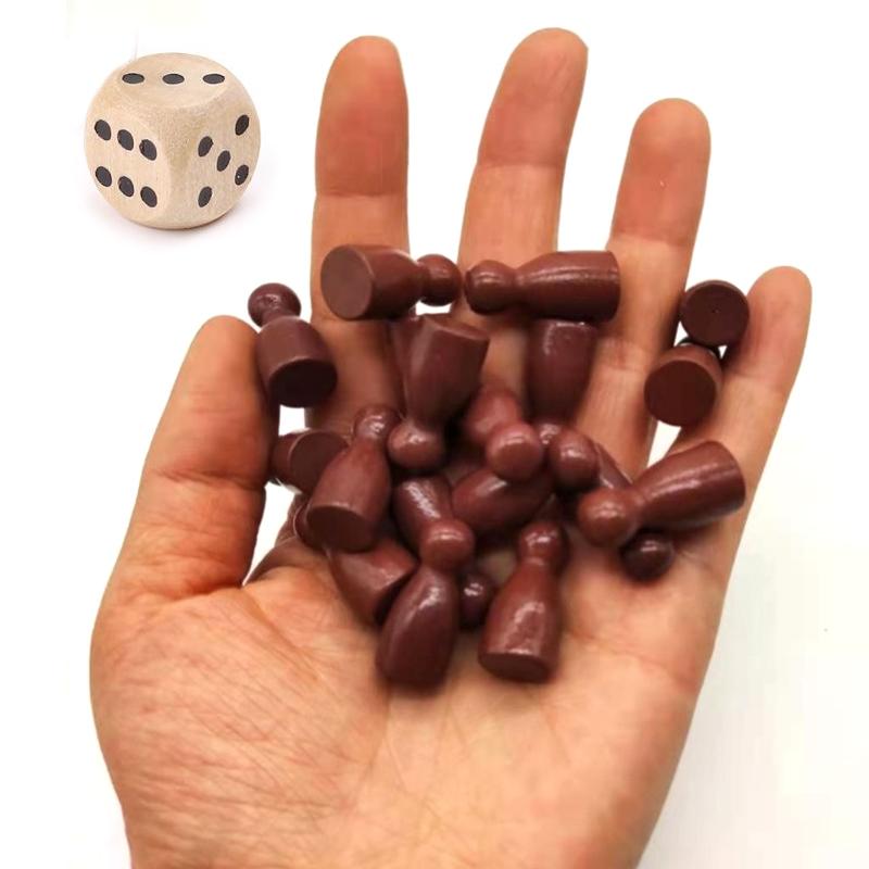16Pcs Children'S Humanoid Wooden Puzzle Game Wooden Board Game Chess Pieces Humanoid Checkers Pieces Flying Chess