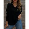 Women S Loose Fit Turn Down Collared Long Sleeve Solid Color Sweater