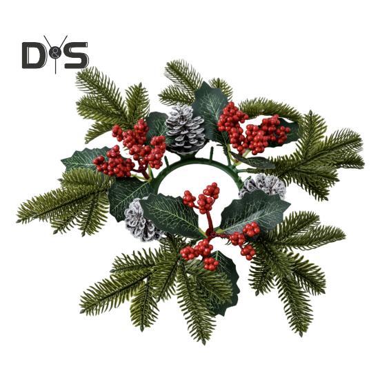 

Праздничное кольцо со свечами, искусственные красные ягоды, шишки, свечи, гирлянда, рождественские сосновые иглы, венок из свечей для рождественского свадебного стола, центральное украшение для декора A