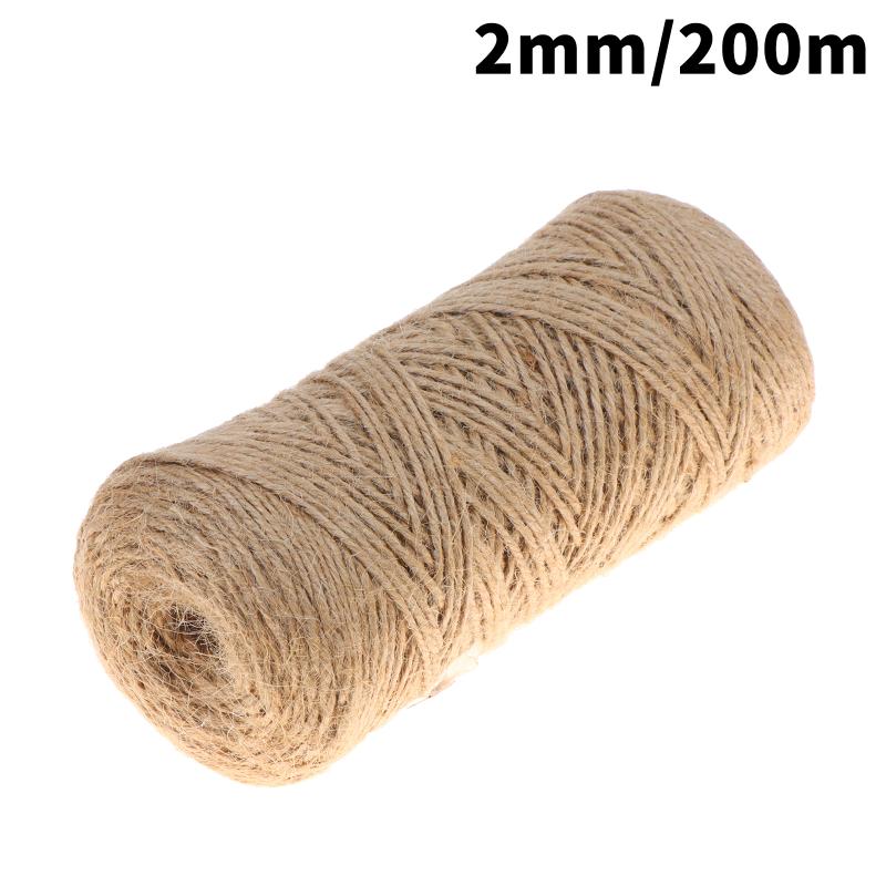 Durable Burlap Jute Rope 2-5mm Thick 1/200M Long Non-Toxic Twine for DIY Gift Wrapping Gardening Cat Tree Building