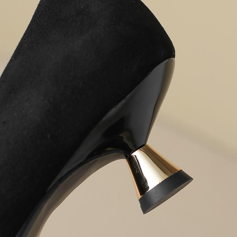 Fashion New women's spring and autumn pointed leather sheep skin sexy runway leopard print golden high heels work shoes